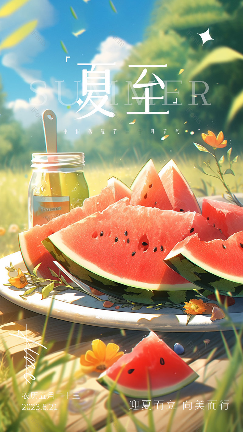 大气国风二十四节气夏至节品宣宣传海报,设计模板,设计模板大全,设计模板下载
